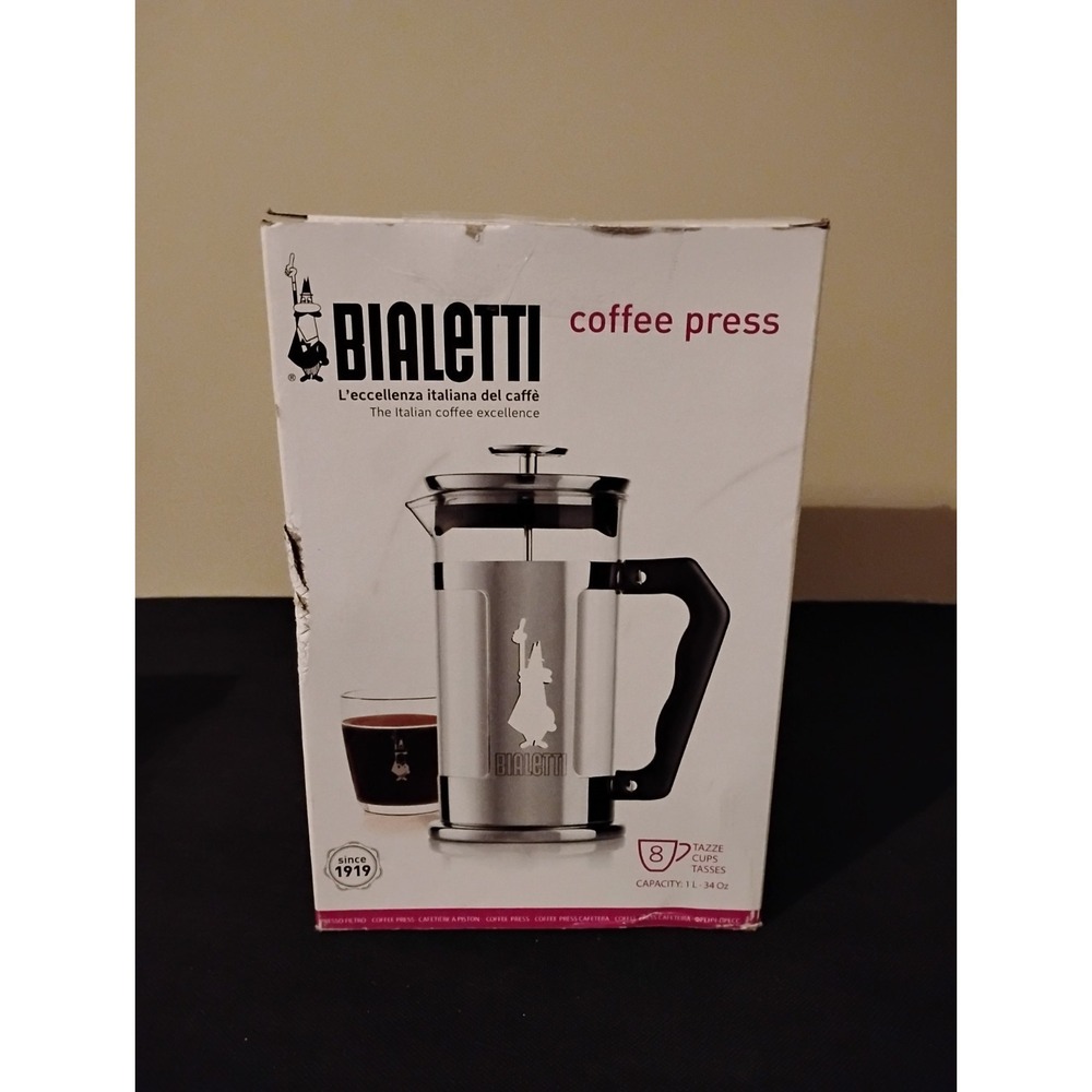 Bialetti 6860 Preziosa Stainless Steel 3-Cup French Press Coffee Maker Silver